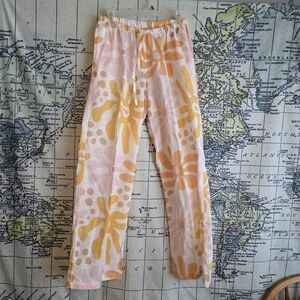 Floral Wide Leg Pants - Pink and Orange